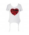 Stunning Sequined Heart White Garter T-shirt