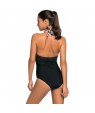 Dark Camouflage Print Black Body One-piece Swimwear