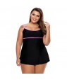 Stylish Double Shoulder Straps Black One-piece Swimdress