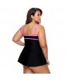 Stylish Double Shoulder Straps Black One-piece Swimdress