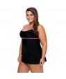 Stylish Double Shoulder Straps Black One-piece Swimdress