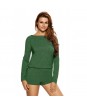 Green Casual Off Shoulder Long Sleeve Romper