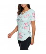 Baby Blue Super Soft Floral Tee Shirt with Crisscross Neck