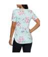 Baby Blue Super Soft Floral Tee Shirt with Crisscross Neck