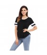 Black Short Sleeve Top with White Stripe