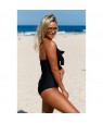 Black Lace Ruffle One Piece Swimsuit