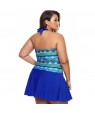 Aztec Print Royal Blue Halterneck One Piece Swimdress