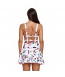 Lively Bird Print Ruched One Piece Swimdress