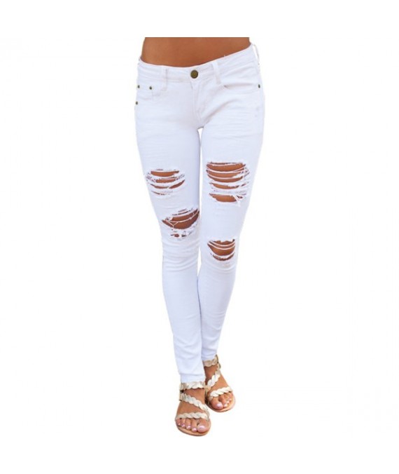 White Distressed Jeans for Women