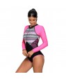 Aztec Print Rosy Rashguard Long Sleeve One Piece Swimsuit