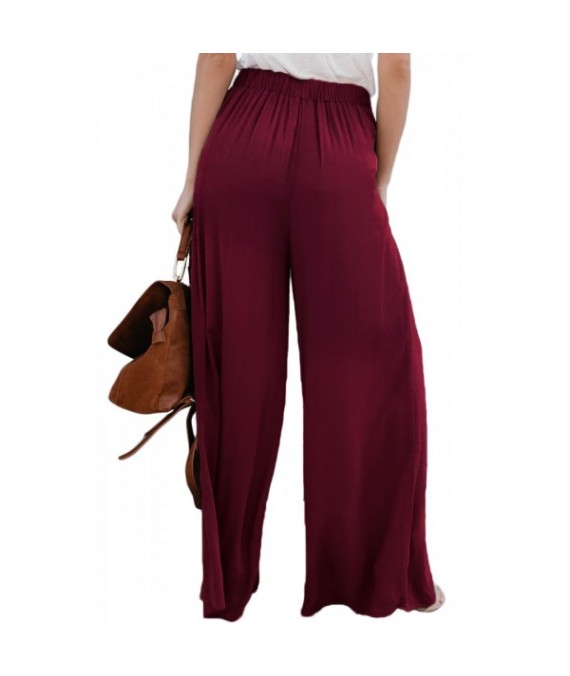 Walk The Walk Tie Palazzo Pants in Wine