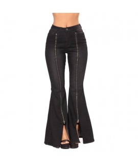 Black Denim Zipped Legs Bell Bottom Jeans