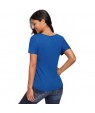 Royal Blue V-Neck Twist Ruched Basic Short Sleeve Tee