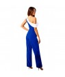 Navy White Colorblock One-shoulder Jumpsuit