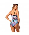 Flourish Tropical Print Lace Up One Piece Swimsuit