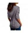 Gray Wrap V Neck Ruched Long Sleeve Top