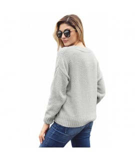 Grey Reversible Velvet O Neck Sweater