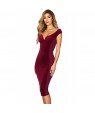 Show Hourglass Figure Burgundy Off Shoulder Dress