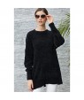 Black Cozy Scoop Neck Velvet Sweater