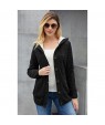 Fleece Hooded Black Button Down Cardigan Sweater