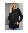 Fleece Hooded Black Button Down Cardigan Sweater