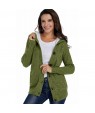 Fleece Hooded Olive Button Down Cardigan Sweater