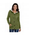 Fleece Hooded Olive Button Down Cardigan Sweater