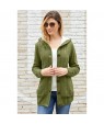 Fleece Hooded Olive Button Down Cardigan Sweater