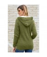 Fleece Hooded Olive Button Down Cardigan Sweater