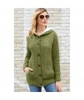 Fleece Hooded Olive Button Down Cardigan Sweater