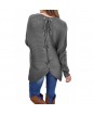 Gray Ribbed Knit Lace Up Back Sweater Cardigan