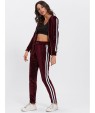 Contrast Stripe Side Velvet Hoodie And Pants