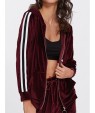 Contrast Stripe Side Velvet Hoodie And Pants