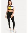 Color Block Crop Top &amp;amp; Leggings Set